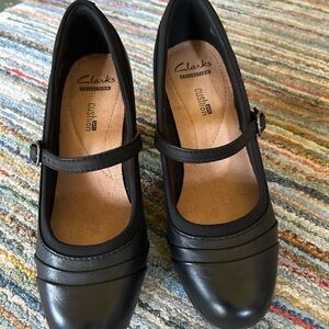Black leather heels